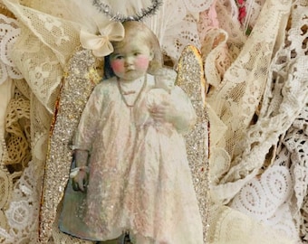 ANGEL ORNAMENT*Sally Sweetwater and her dolly Molly*Absolutely adorable*Angel ornament with a halo