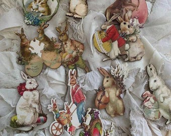 OFERTA*Adornos de madera de Pascua*Set W*Al comprar, recibirá 12 adornos de madera con imágenes de estilo victoriano vintage. ¡Un set estupendo!