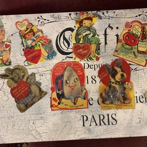 VALENTINE SCHOOL Series ONE * Acht verschillende afbeeldingen met de hand gesneden * Nagemaakt van old school Valentines * 8 enveloppen inbegrepen * Oh Darling * Mijn beste