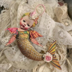 ZEEMEERMIN KLEINE PRIMROSE Ornament*Met de hand gesneden twee lagen*Duitse glitter*Met Sean-bindingslint bedekte draadhanger*Oh Darling