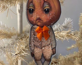 Halloween Pumpkin head boy ornament*A little bit naughty and a little bit nice and a bit scary*