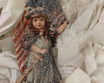 Niña pequeña del 4 de julio*Estándar americano*Adorno*Patriótico*Liberty MAE*América 250