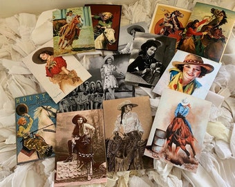 Cowgirl postcards*Note cards*Invitations*14 different images*14 envelopes*Vintage style