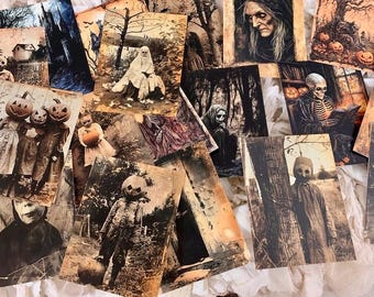 Halloween postcards with postcard back J*20 different scary images*So much fun to send*Party invitation*Gift tags*Tags*Frame*Gift*New 2025