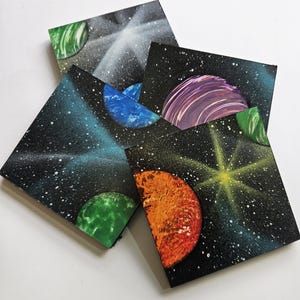 Handmade Wooden Coasters Handpainted Coasters Galaxy Coaster Set of 4 Handmade Wood Coasters