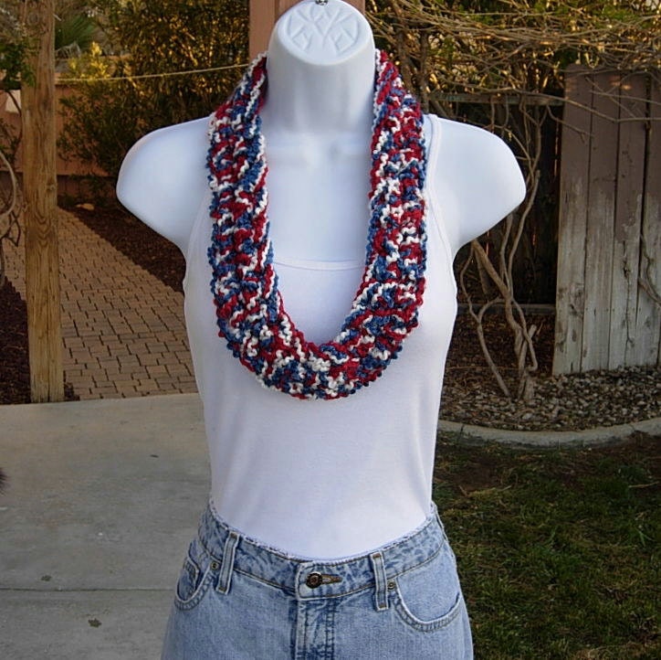 Red White and Blue SUMMER SCARF Infinity Loop, Patriotic American, 4th ...