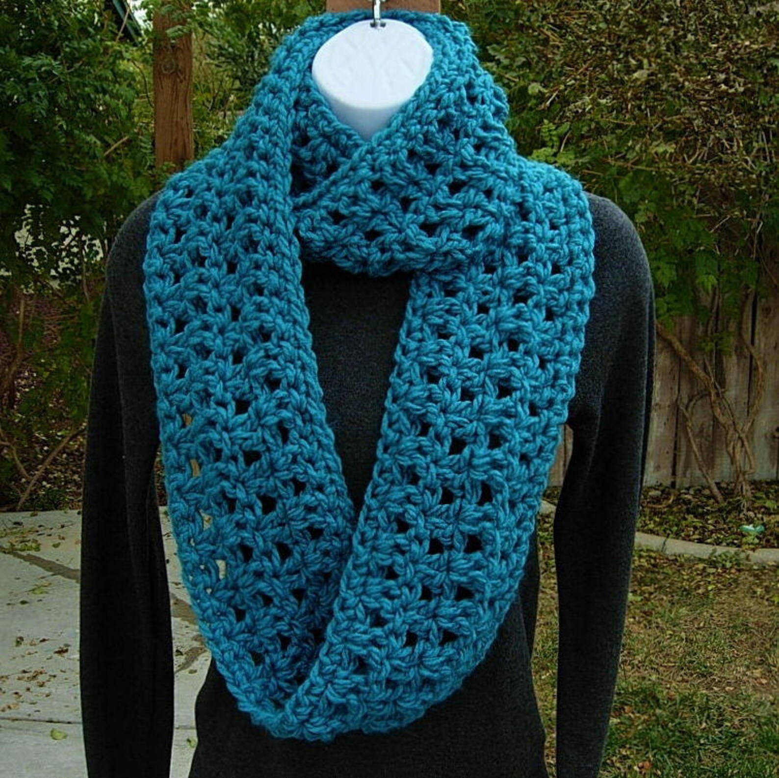Ready to Ship Infinity Loop Scarf, Turquoise Teal Solid Blue, Extra ...