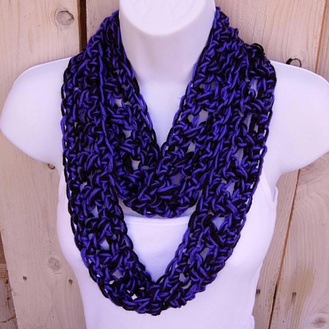 Small Loop Scarf Women's SUMMER SCARF Small Infinity Loop Cowl, Black Vibrant Dark ...