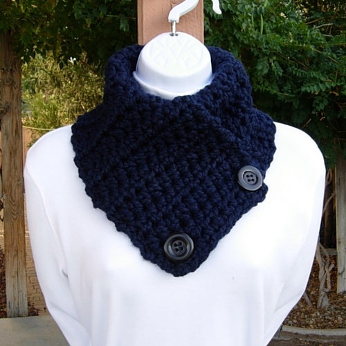 Cowl Scarf Neck Warmer With Buttons in Organic Cotton Crochet Etsy