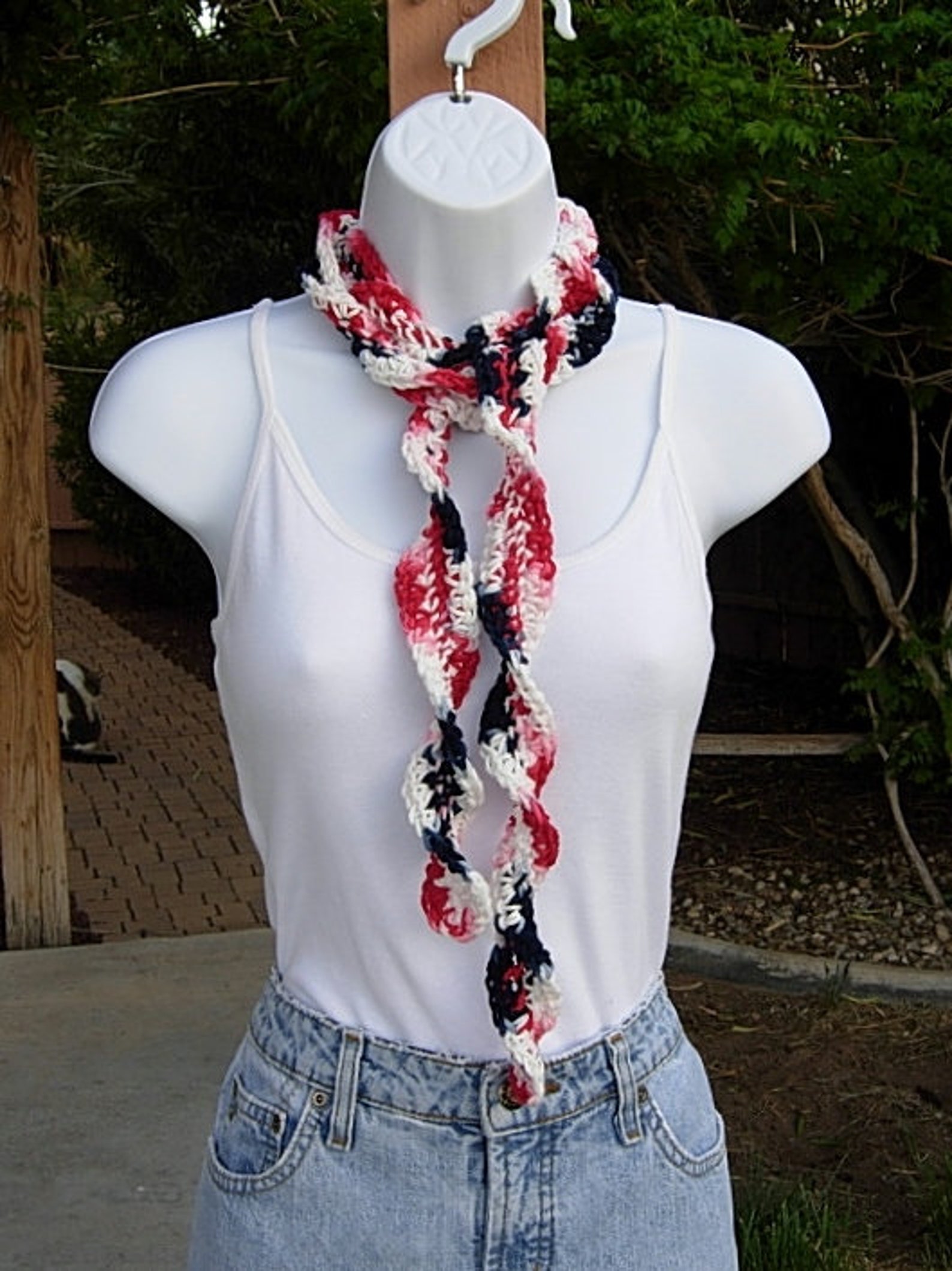 Red White and Blue Skinny 4th of July SUMMER SCARF Small Soft 100% ...