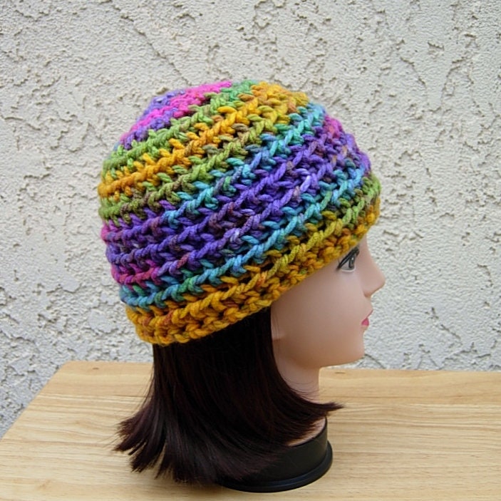 Pink Crochet Beanie Hat Soft 