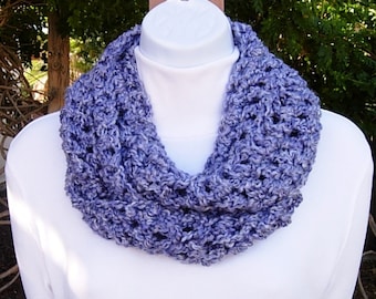 Light Purple CROCHET INFINITY SCARF Loop Cowl, Thick Chunky Soft Short Warm Winter Women's Circle Endless Knit, Ships in 5 Biz Days