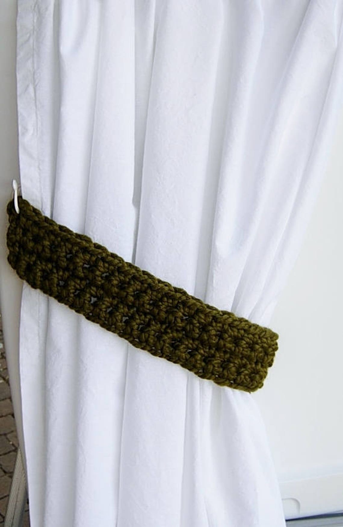 Curtain Tie Backs Set One Pair of Dark Solid Olive Green Etsy