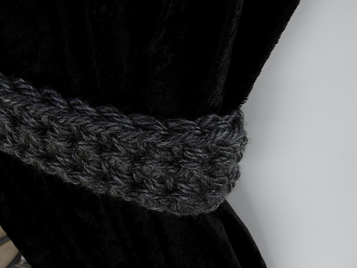 Dark Gray Curtain Tiebacks Curtain Tie Backs One Pair Solid Etsy