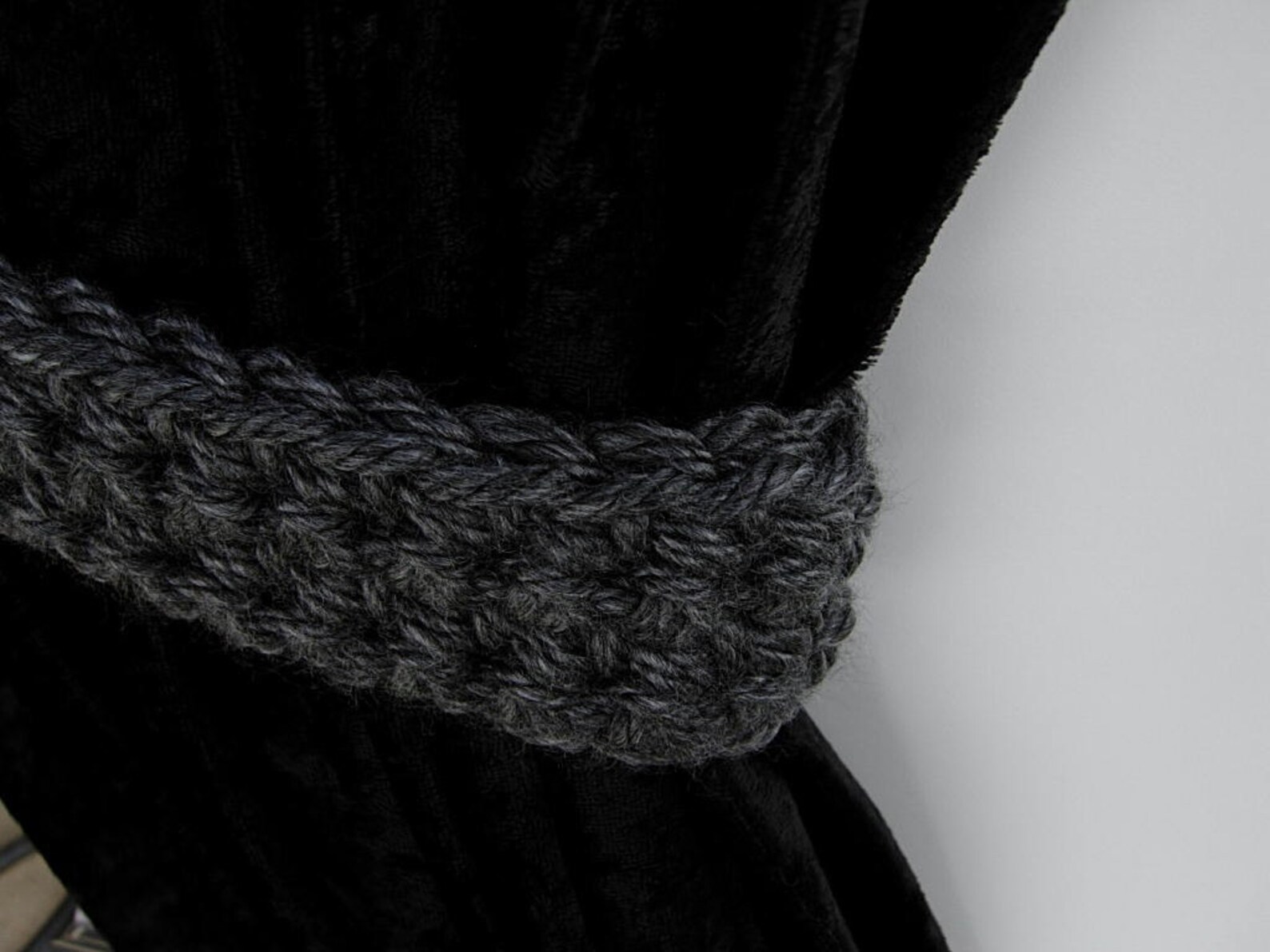 Dark Gray Curtain Tiebacks Curtain Tie Backs One Pair Solid Etsy