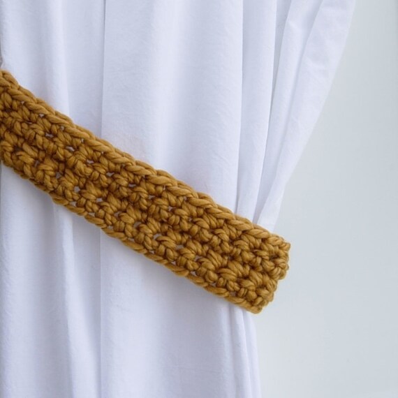 One Pair of Gold Curtain Tie Backs Solid Yellow Mustard Etsy