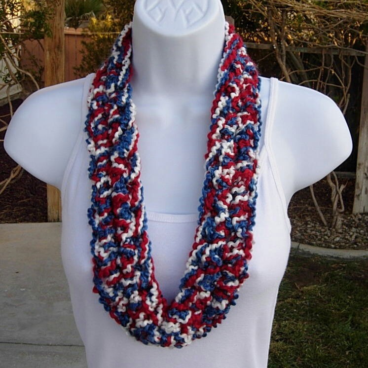 Red White and Blue SUMMER SCARF Infinity Loop, Patriotic American, 4th ...