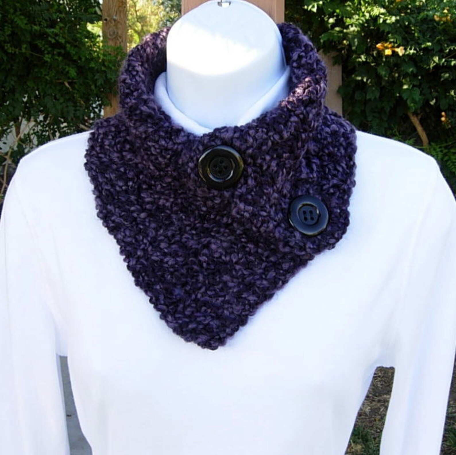 NECK WARMER Scarf Buttoned Cowl Dark Purple Black COLOR Etsy
