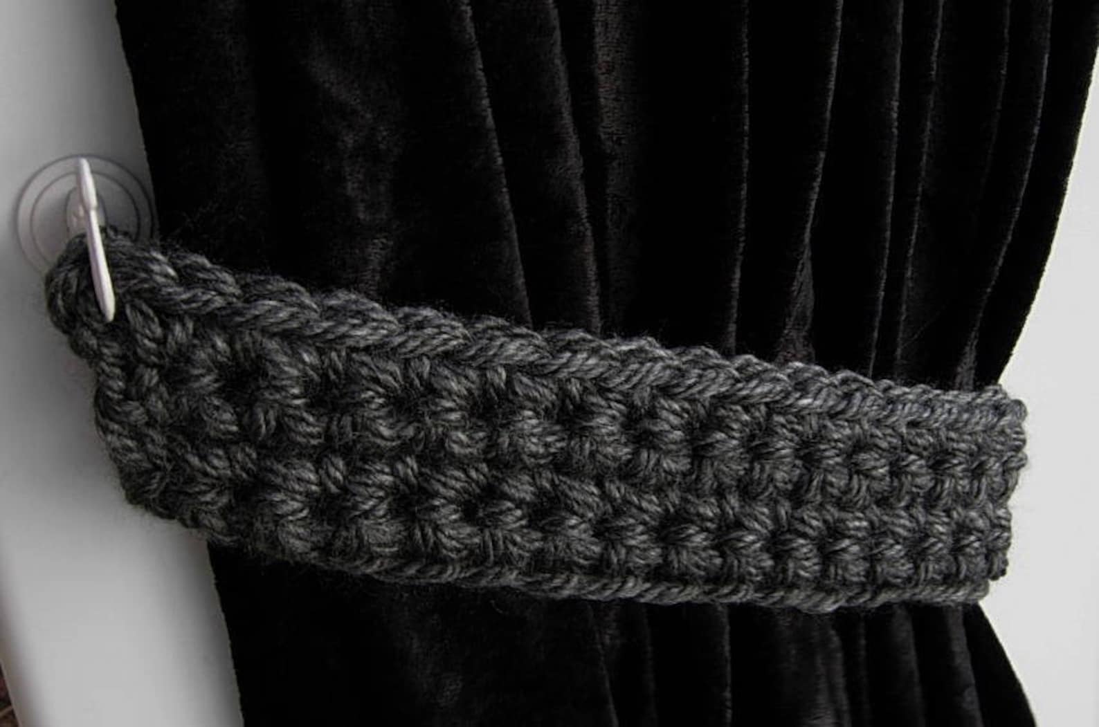 Dark Gray Curtain Tiebacks Curtain Tie Backs One Pair Solid Etsy