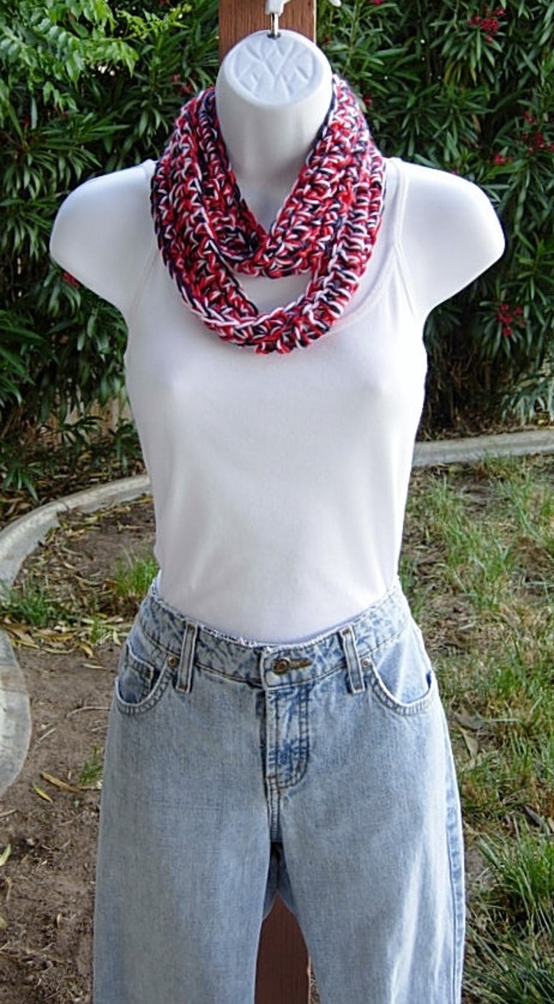 Red White and Blue SUMMER SCARF 4th of July Small Infinity Loop Soft ...