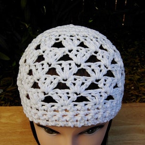 Solid Basic White Summer Beanie Sun Hat 100% Cotton Lacy - Etsy