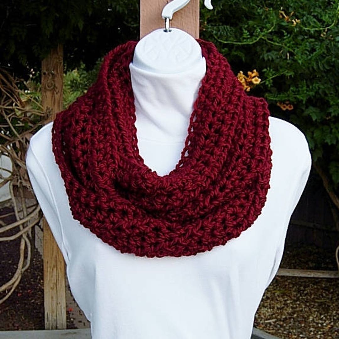 Solid Dark Red INFINITY SCARF Women's Extra Soft Acrylic Loop Cowl ...