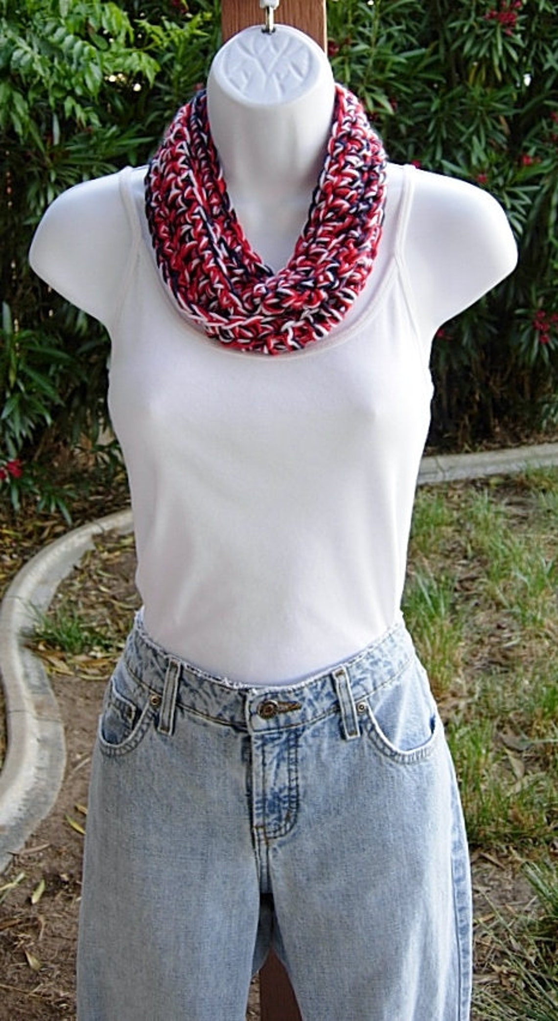 Red White and Blue SUMMER SCARF 4th of July Small Infinity Loop Soft ...