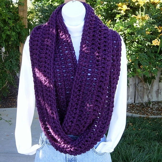 INFINITY SCARF Loop Cowl Solid Dark Purple, Extra Soft, Warm, Long ...