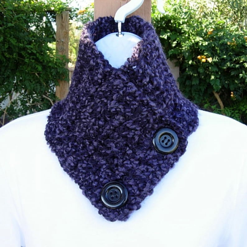 NECK WARMER Scarf Buttoned Cowl Dark Purple Black COLOR Etsy