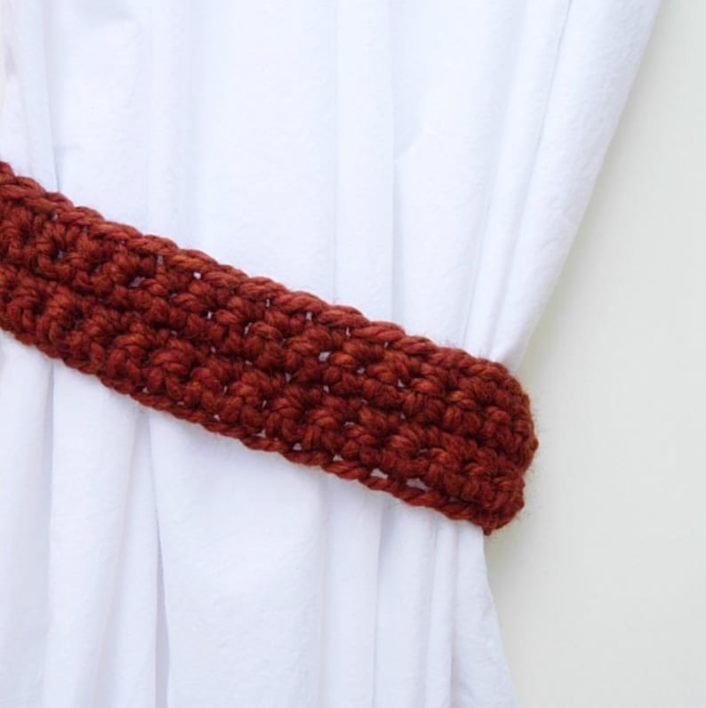 One Pair Of Dark Burnt Orange Curtain Tie Backs Rust Dry Image 0
