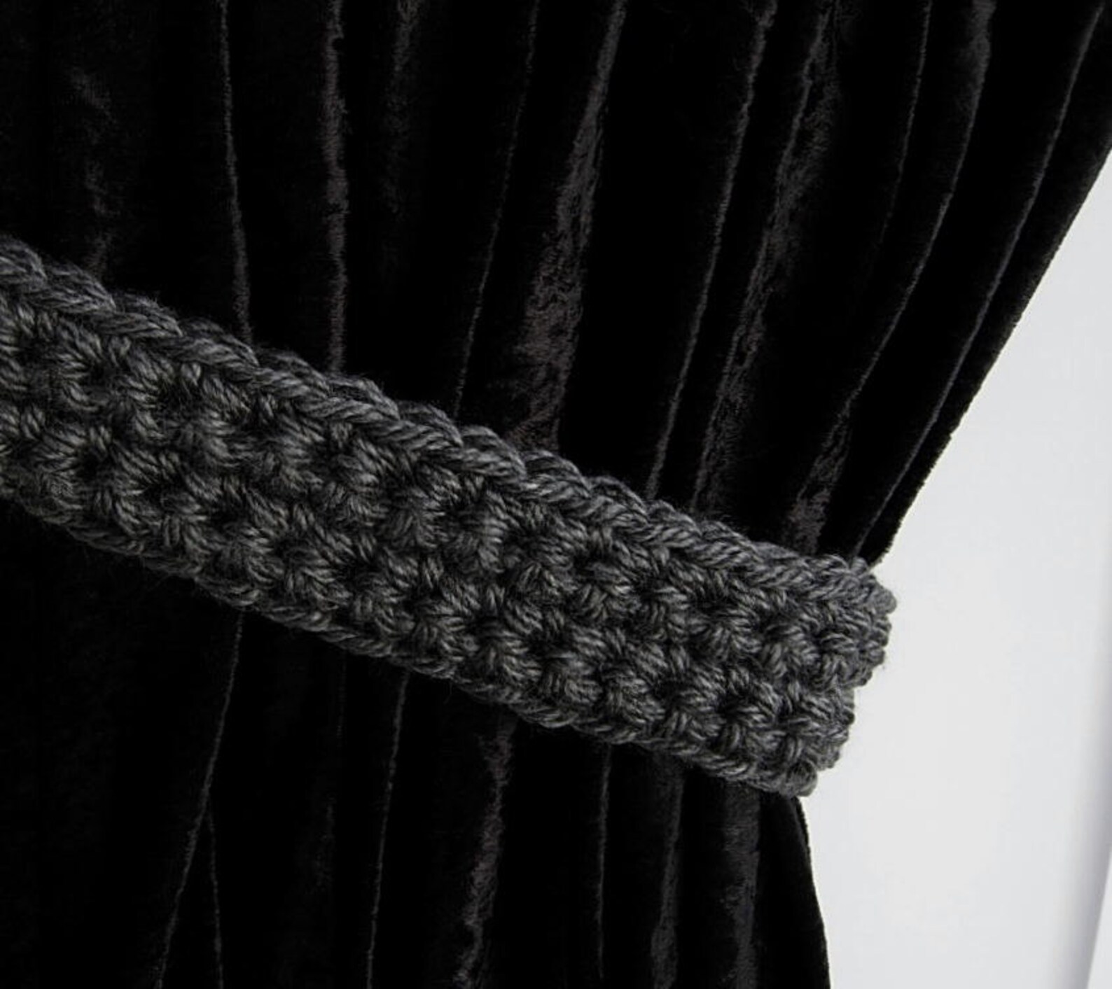 Dark Gray Curtain Tiebacks Curtain Tie Backs One Pair Solid Etsy
