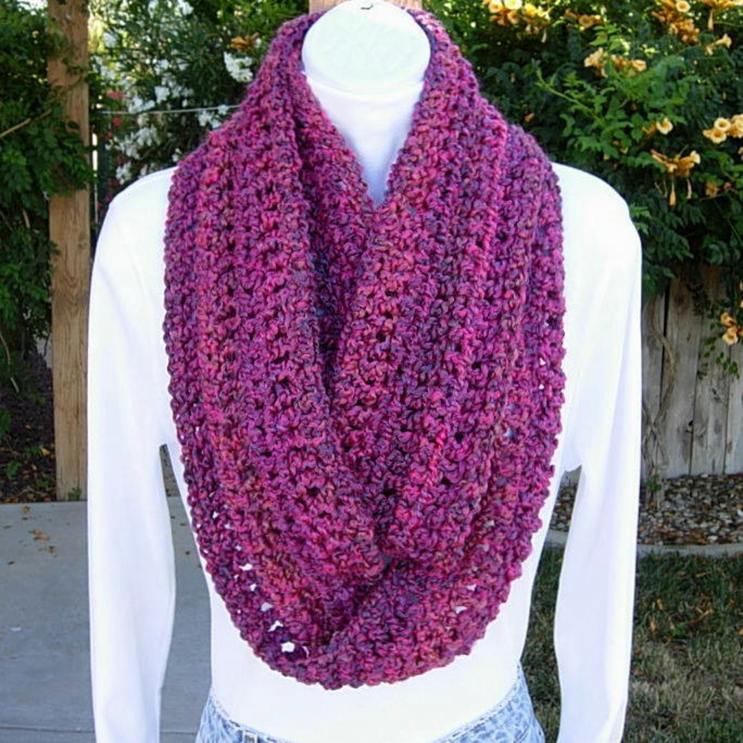 INFINITY SCARF Loop Cowl Purple Magenta Bright Pink Dark Blue, Color ...