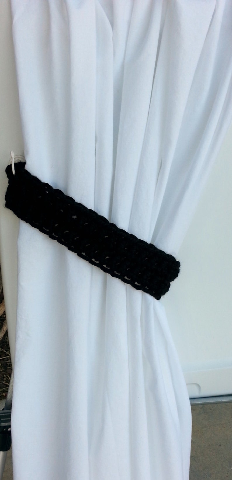 One Pair of Black Curtain Tie Backs Curtain Tiebacks Solid Etsy