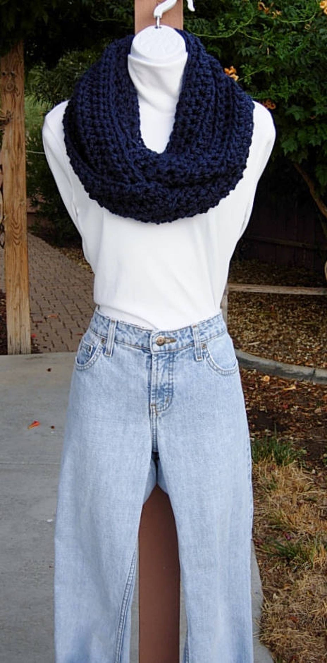 Solid Dark Navy Blue INFINITY SCARF Women's Extra Soft | Etsy