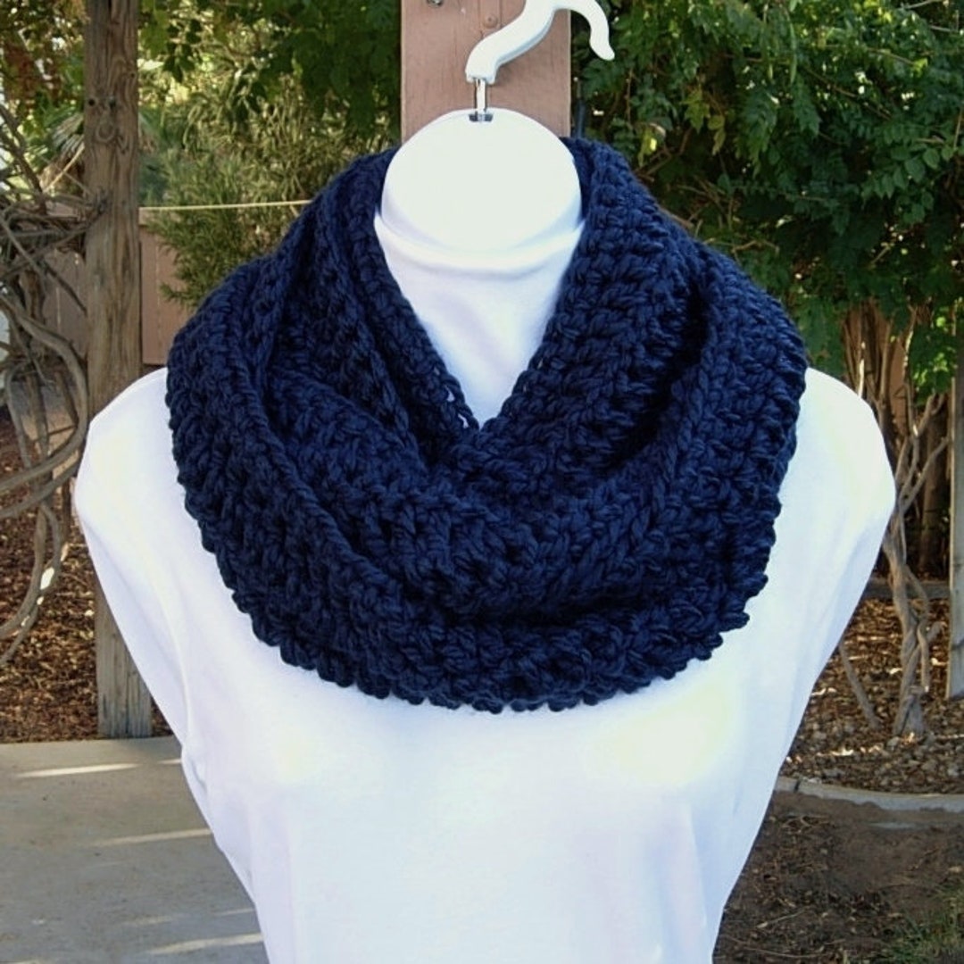 INFINITY SCARF Loop Cowl Dark Solid Navy Blue, Color Choices, Extra ...