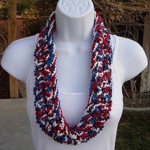 Red White and Blue SUMMER SCARF Infinity Loop, Patriotic American, 4th ...