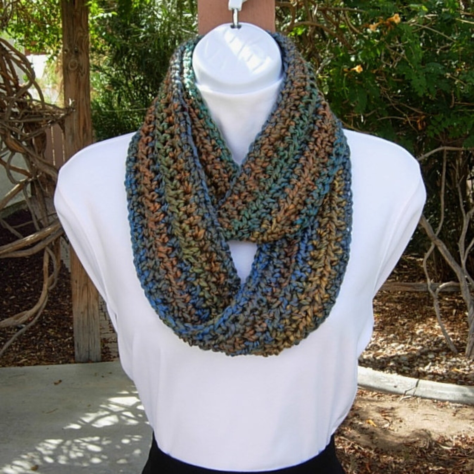 Small Loop Scarf Women's Skinny INFINITY LOOP SCARF Small Rust Blue Mustard Teal Green ...