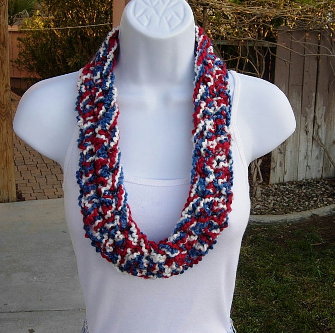 Red White and Blue SUMMER SCARF Infinity Loop, Patriotic American, 4th ...