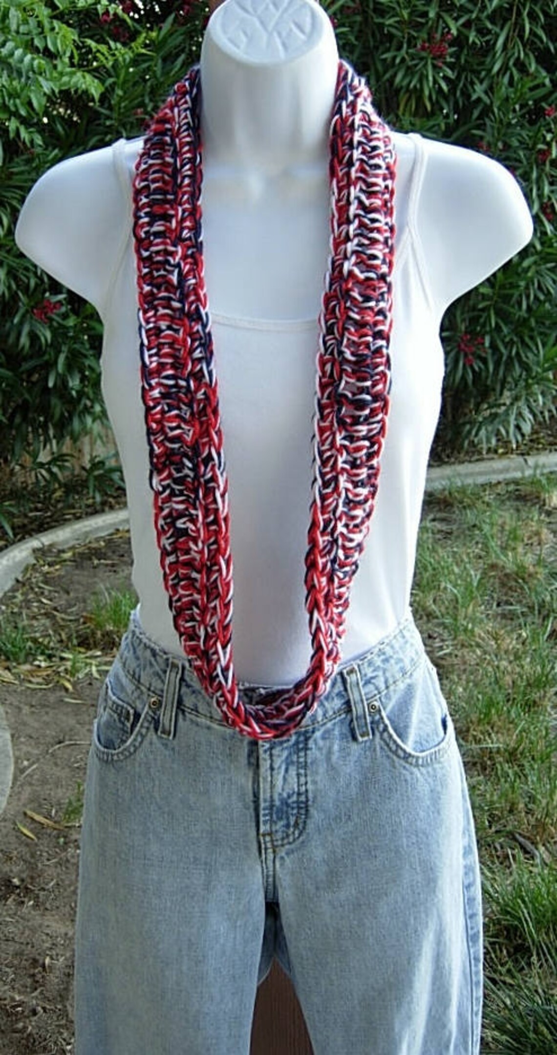 Red White and Blue SUMMER SCARF 4th of July Small Infinity Loop Soft ...