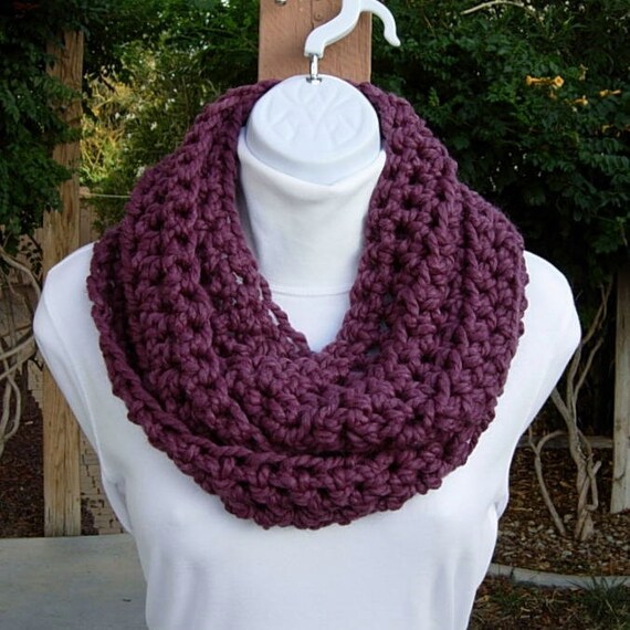 Items similar to Crochet Infinity Scarf, Loop Cowl, Fig Purple, Faded ...