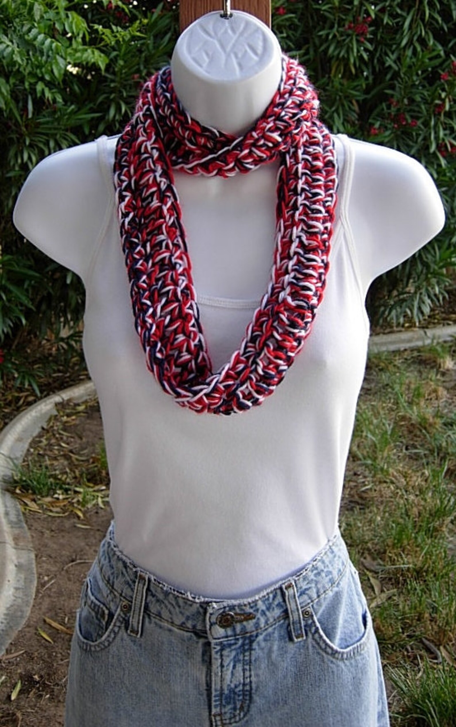 Red White and Blue SUMMER SCARF 4th of July Small Infinity Loop Soft ...