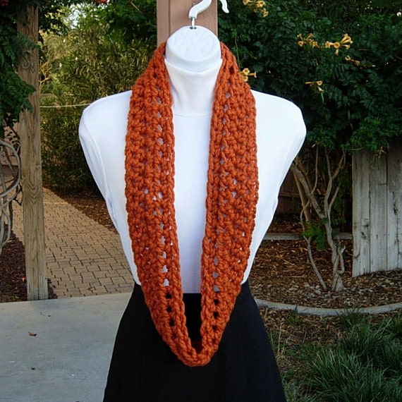 Small Loop Cowl Ships in 3 Business Days Narrow Neck Tie Skinny INFINITY SCARF Color & Length Options Dark Solid Red Soft Crochet Knit