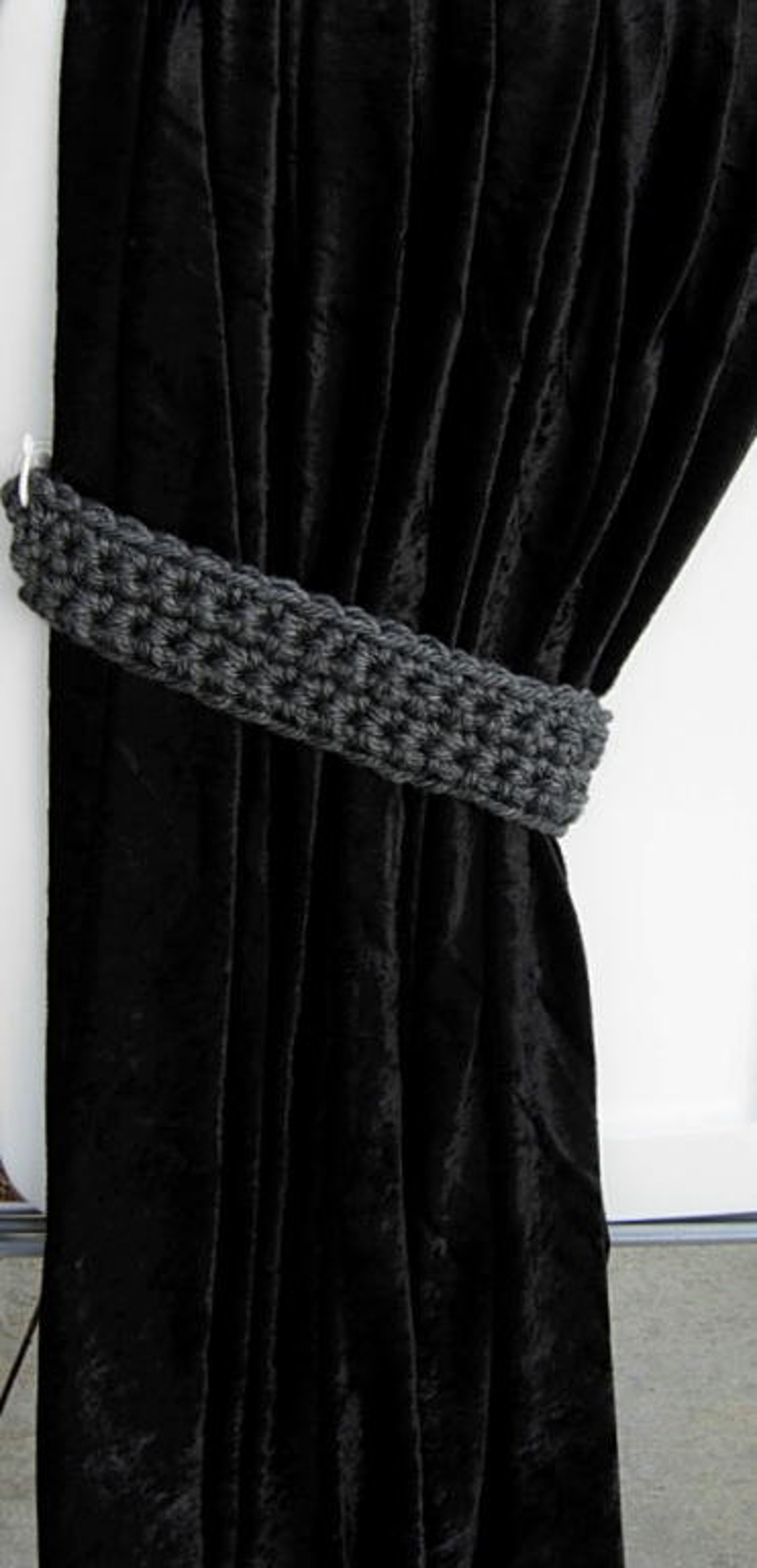 Dark Gray Curtain Tiebacks Curtain Tie Backs One Pair Solid Etsy