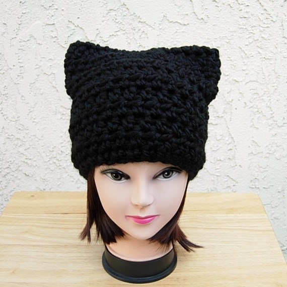 Solid Black Cat Hat With Ears, COLOR OPTIONS, Soft Warm 
