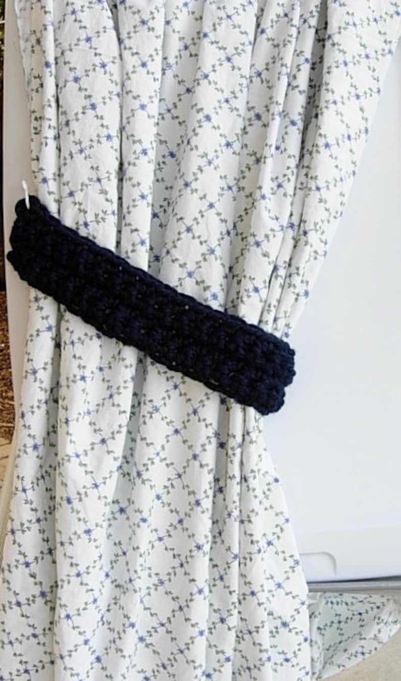 One Pair of Dark Solid Navy Blue Curtain Tiebacks Tie Backs Etsy