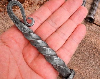 Handmade Damascus Steel Pipe Tool Set | Twist Hook, Poker, Presser, Cleaner | Blacksmith Crafted Accessory