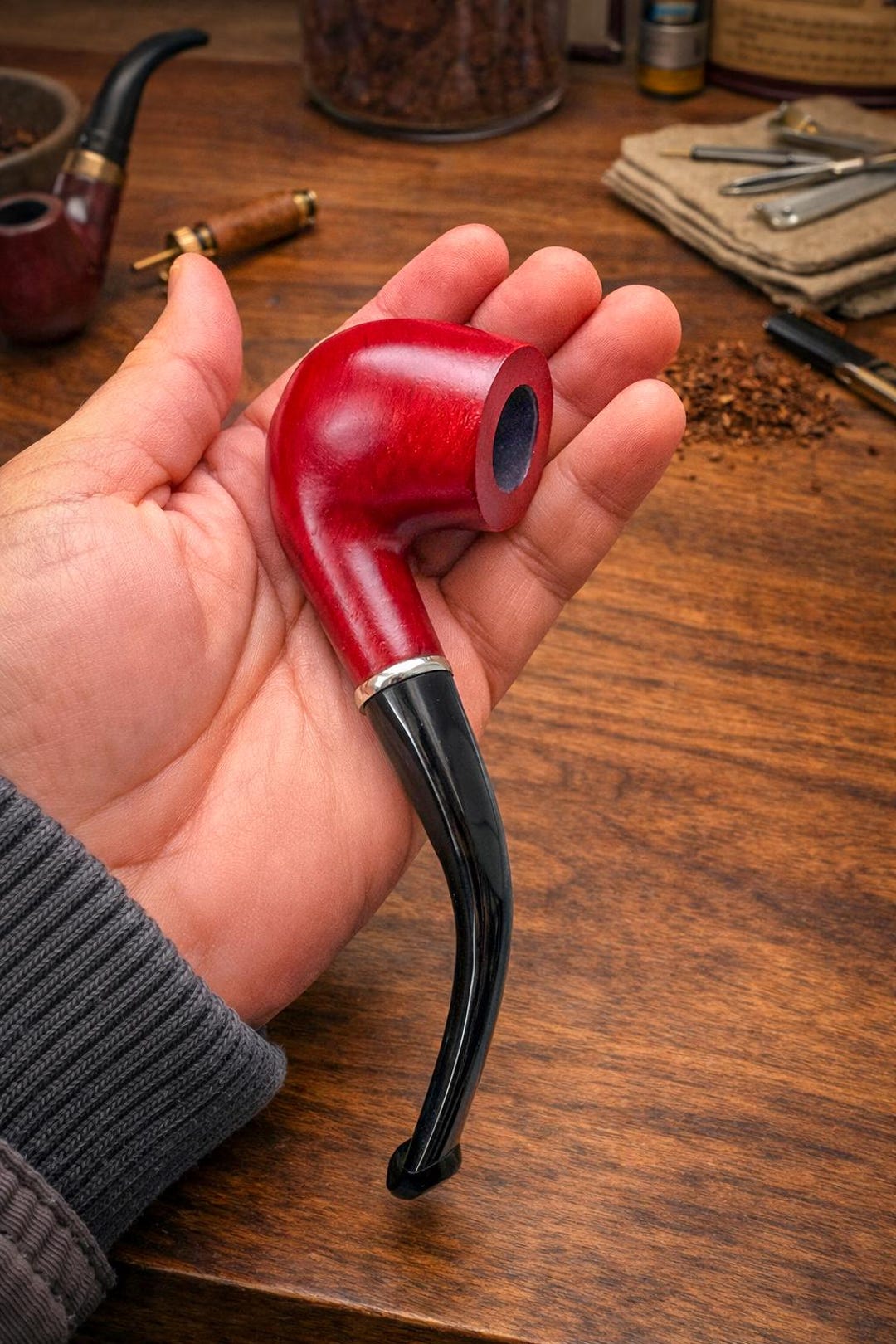 Handmade Solid Briarwood Smoking Pipe – Classic Large Briar Wood Pipe ...