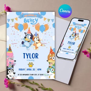 Twoey Birthday Invitation | Customizable Bluey Digital Invite Template for Kids Party | Fun editable design