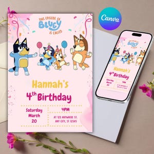 Twoey Birthday Invitation | Customizable Bluey Digital Invite Template for Kids Party | Fun editable design
