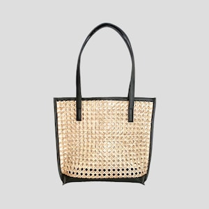 Bolso de hombro de ratán, bolso de mano de mujer de moda